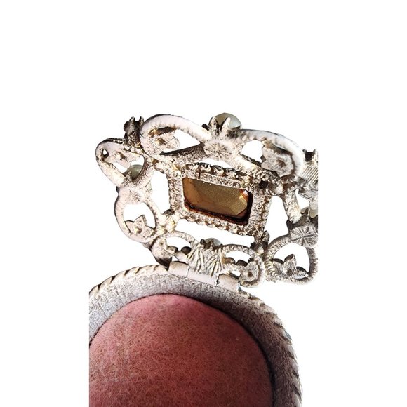 Vintage Florenza Glass & Pearl White Wash Pill Box (A4215) - Picture 5 of 6